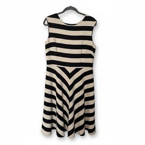 Tahari Striped Black and Cream Dress